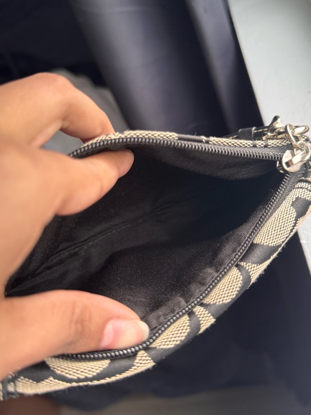 Coach Black and Cream Signature Wristlet with Turn-Lock - Picture 6 of 8